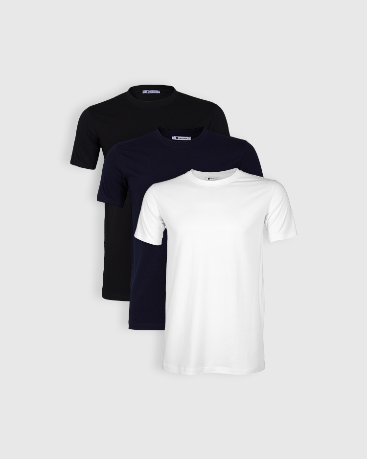 BİSİKLET YAKA 3'LÜ SET - 1 BEYAZ + 1 SİYAH + 1 LACİVERT