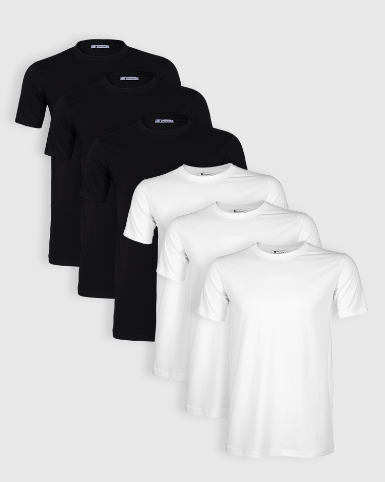 BİSİKLET YAKA 6'LI SET - 3 BEYAZ + 3 SİYAH