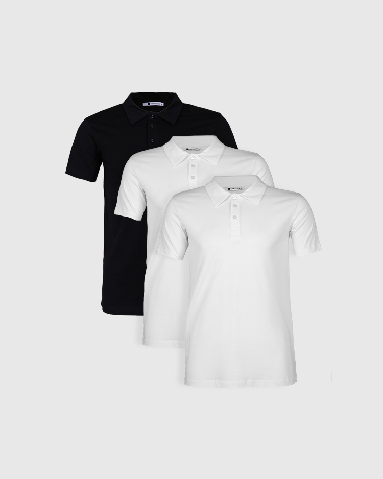 POLO YAKA 3'LÜ SET - 2 BEYAZ + 1 SİYAH