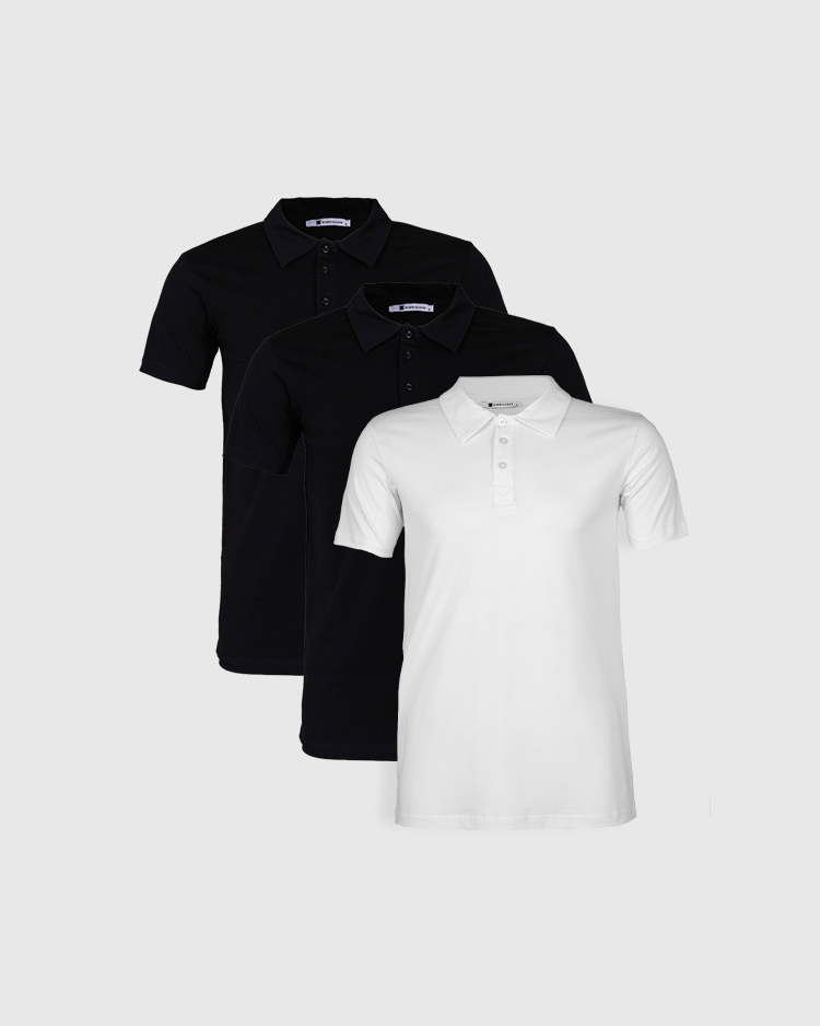 POLO YAKA 3'LÜ SET - 2 SİYAH + 1 BEYAZ