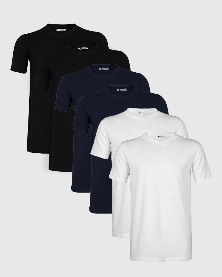 V-YAKA 6'LI SET - 2 BEYAZ + 2 SİYAH + 2 LACİVERT